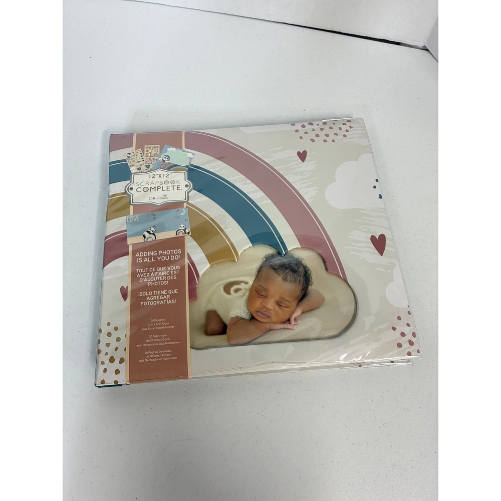 CR Gibson 12x12 Scrapbook Complete Kit Rainbow Cloud Panda Baby Memory Book NEW